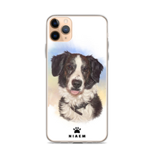 Load image into Gallery viewer, Black and White Border Collie Dog Illustration iPhone Cases