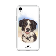 Load image into Gallery viewer, Black and White Border Collie Dog Illustration iPhone Cases