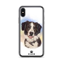 Load image into Gallery viewer, Black and White Border Collie Dog Illustration iPhone Cases