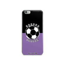 Load image into Gallery viewer, Soccer iPhone Case (Black &amp; Purple 1)
