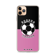 Load image into Gallery viewer, Soccer iPhone Case (Black &amp; Pink 1)