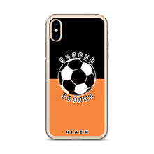 Load image into Gallery viewer, Soccer iPhone Case (Black &amp; Orange 1)