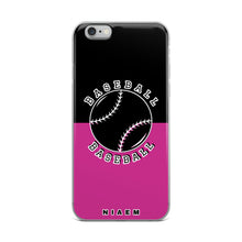 Load image into Gallery viewer, Baseball iPhone Case (Black &amp; Pink)
