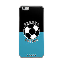Load image into Gallery viewer, Soccer iPhone Case (Black &amp; Blue)