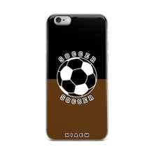 Load image into Gallery viewer, Soccer iPhone Case (Black &amp; Brown)