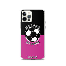 Load image into Gallery viewer, Soccer iPhone Case (Black &amp; Pink)