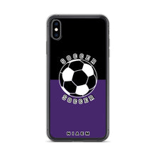 Load image into Gallery viewer, Soccer iPhone Case (Black &amp; Purple)
