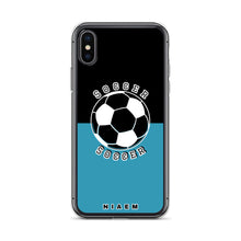 Load image into Gallery viewer, Soccer iPhone Case (Black &amp; Blue)
