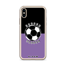 Load image into Gallery viewer, Soccer iPhone Case (Black &amp; Purple 1)