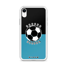 Load image into Gallery viewer, Soccer iPhone Case (Black &amp; Blue)