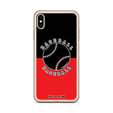 Load image into Gallery viewer, Baseball iPhone Case (Black &amp; Red 1)