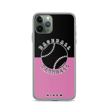 Load image into Gallery viewer, Baseball iPhone Case (Black &amp; Pink 1)