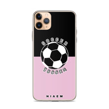 Load image into Gallery viewer, Soccer iPhone Case (Black &amp; Pink 4)
