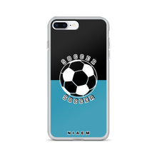 Load image into Gallery viewer, Soccer iPhone Case (Black &amp; Blue)