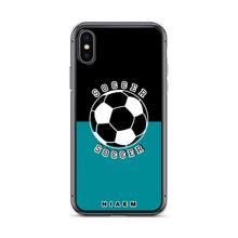 Load image into Gallery viewer, Soccer iPhone Case (Black &amp; Blue 3)