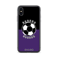 Load image into Gallery viewer, Soccer iPhone Case (Black &amp; Purple)