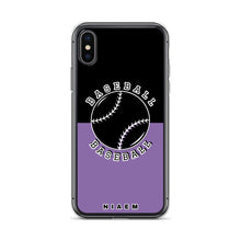 Load image into Gallery viewer, Baseball iPhone Case (Black &amp; Purple 1)