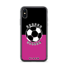 Load image into Gallery viewer, Soccer iPhone Case (Black &amp; Pink)