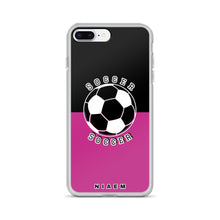 Load image into Gallery viewer, Soccer iPhone Case (Black &amp; Pink)