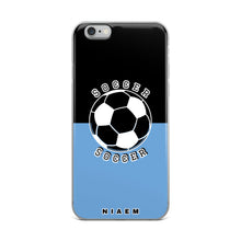 Load image into Gallery viewer, Soccer iPhone Case (Black &amp; Blue 1)