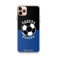 Load image into Gallery viewer, Soccer iPhone Case (Black &amp; Blue 2)