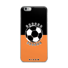 Load image into Gallery viewer, Soccer iPhone Case (Black &amp; Orange 1)