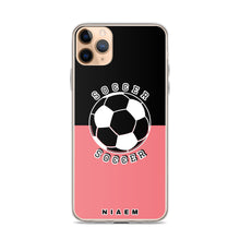 Load image into Gallery viewer, Soccer iPhone Case (Black &amp; Pink 2)