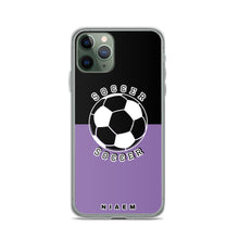 Load image into Gallery viewer, Soccer iPhone Case (Black &amp; Purple 1)