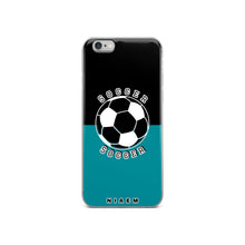 Load image into Gallery viewer, Soccer iPhone Case (Black &amp; Blue 3)