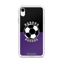 Load image into Gallery viewer, Soccer iPhone Case (Black &amp; Purple)