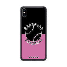 Load image into Gallery viewer, Baseball iPhone Case (Black &amp; Pink 1)