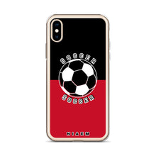 Load image into Gallery viewer, Soccer iPhone Case (Black &amp; Red)