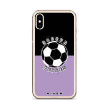 Load image into Gallery viewer, Soccer iPhone Case (Black &amp; Purple 2)