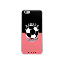 Load image into Gallery viewer, Soccer iPhone Case (Black &amp; Pink 2)