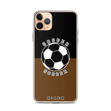 Load image into Gallery viewer, Soccer iPhone Case (Black &amp; Brown)