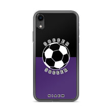 Load image into Gallery viewer, Soccer iPhone Case (Black &amp; Purple)
