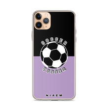 Load image into Gallery viewer, Soccer iPhone Case (Black &amp; Purple 2)