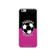 Load image into Gallery viewer, Soccer iPhone Case (Black &amp; Pink)