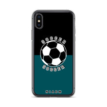 Load image into Gallery viewer, Soccer iPhone Case (Black &amp; Blue 4)
