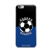 Load image into Gallery viewer, Soccer iPhone Case (Black &amp; Blue 2)