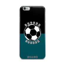 Load image into Gallery viewer, Soccer iPhone Case (Black &amp; Blue 4)