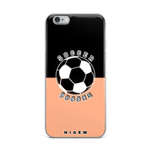 Load image into Gallery viewer, Soccer iPhone Case (Black &amp; Orange 2)