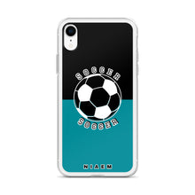 Load image into Gallery viewer, Soccer iPhone Case (Black &amp; Blue 3)
