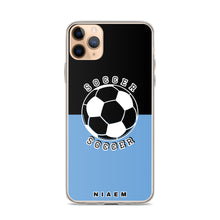 Load image into Gallery viewer, Soccer iPhone Case (Black &amp; Blue 1)