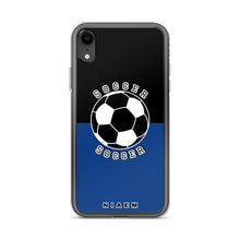 Load image into Gallery viewer, Soccer iPhone Case (Black &amp; Blue 2)