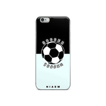 Load image into Gallery viewer, Soccer iPhone Case (Black &amp; Blue 5)