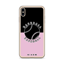 Load image into Gallery viewer, Baseball iPhone Case (Black &amp; Pink 4)