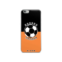 Load image into Gallery viewer, Soccer iPhone Case (Black &amp; Orange 1)