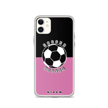 Load image into Gallery viewer, Soccer iPhone Case (Black &amp; Pink 1)