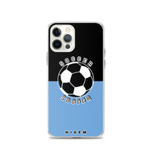 Load image into Gallery viewer, Soccer iPhone Case (Black &amp; Blue 1)